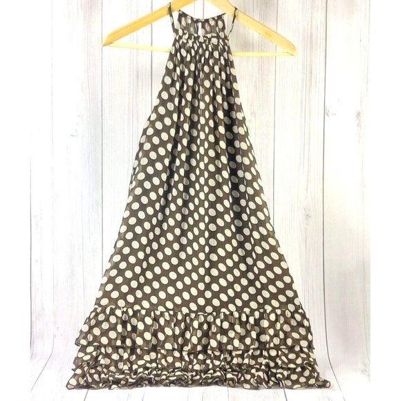 Women Summer Dress VERO MODA Halter Neck Sleeveless Mini Polka Dots Brown/White - Picture 2 of 12